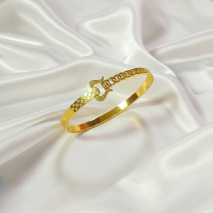 divine trident gold bangle with dual texture detailing divine trident gold bangle with dual texture detailing