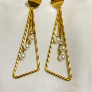 gold geometric pearl drop earrings for women gold geometric pearl drop earrings for women