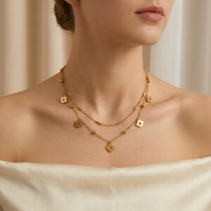 luxury monogram charm layered necklace luxury monogram charm layered necklace