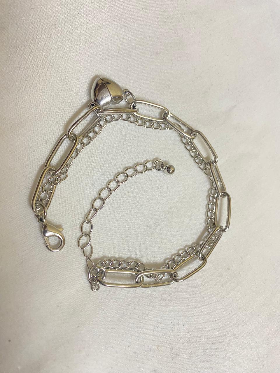 silver magnetic heart chain bracelet silver magnetic heart chain bracelet
