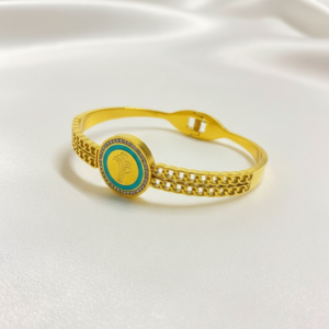 turquoise calligraphy medallion gold