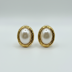 vintage gold pearl stud earrings – elegant oval pearl jewelry for women