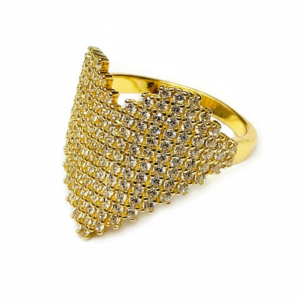 crystal pavé heart statement ring – gold & silver adjustable fashion ring for women