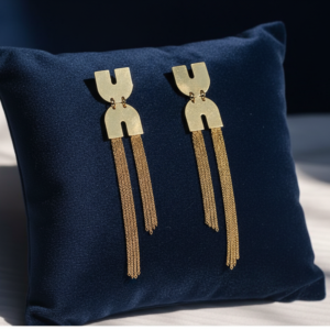 gold tassel statement earrings – geometric chain drop earrings for women