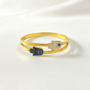 dual hamsa hand evil eye bangle.
