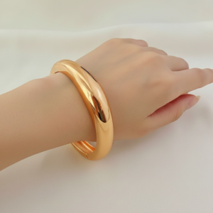 gold minimal dome bangle for women – sleek modern statement design