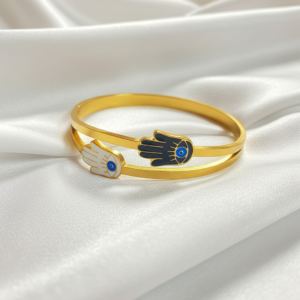 dual hamsa hand evil eye bangle.