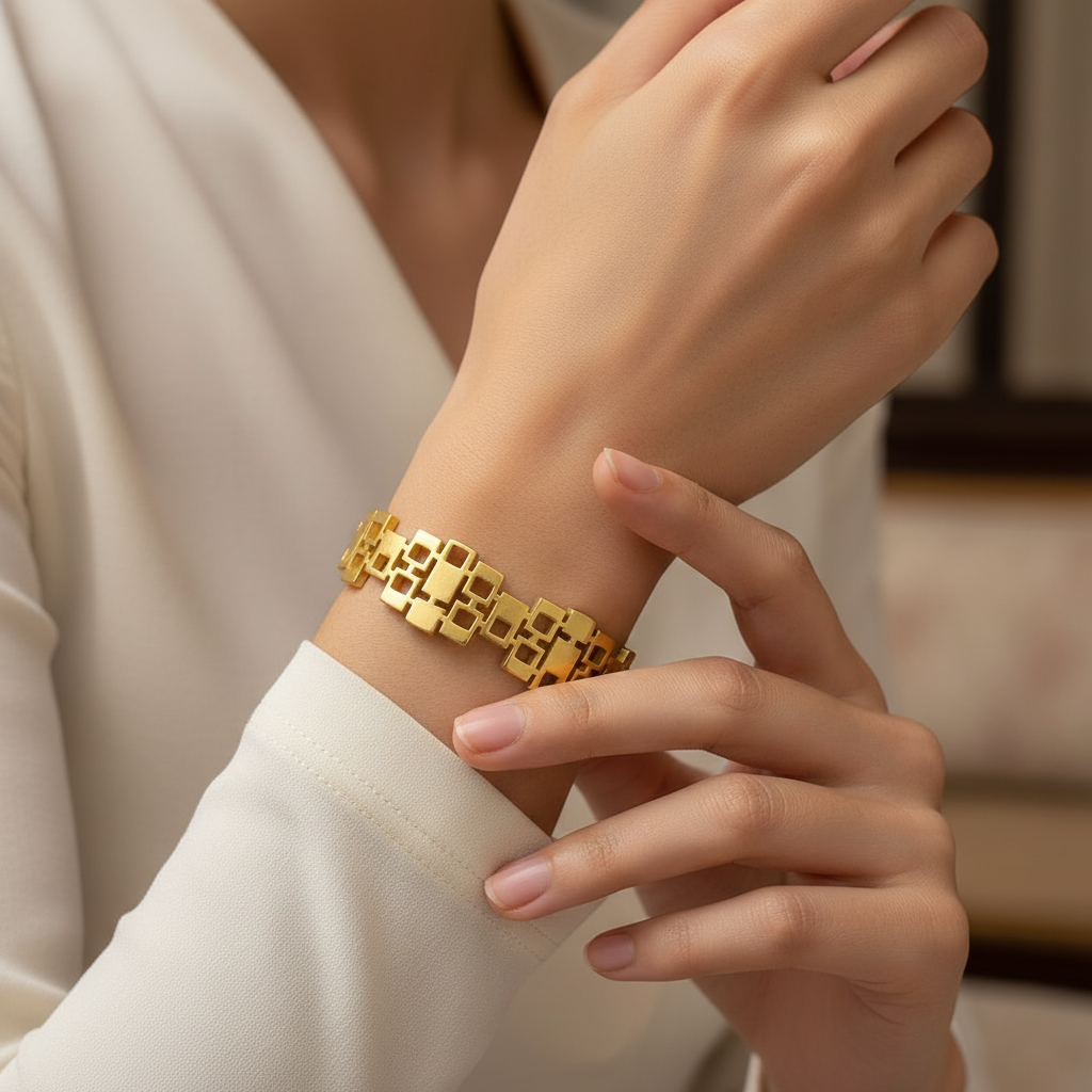 modern geometric grid gold bangle modern geometric grid gold bangle