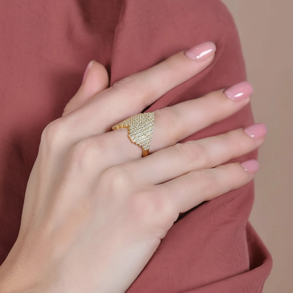 crystal pavé heart statement ring – gold & silver adjustable fashion ring for women crystal pavé heart statement ring – gold & silver adjustable fashion ring for women