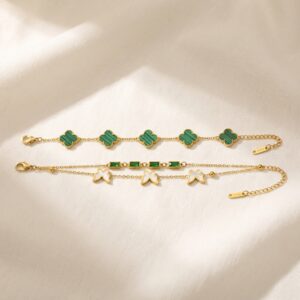 green clover & butterfly charm bracelet combo green clover & butterfly charm bracelet combo