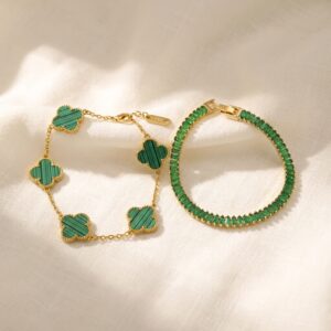 green clover & emerald tennis bracelet combo green clover & emerald tennis bracelet combo