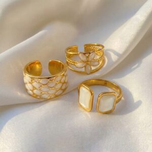 krish luxe pearl ring combo (set of 3 adjustable rings) krish luxe pearl ring combo (set of 3 adjustable rings)