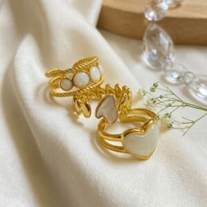 krish heart & pearl luxe ring combo (set of 3 adjustable rings) krish heart & pearl luxe ring combo (set of 3 adjustable rings)