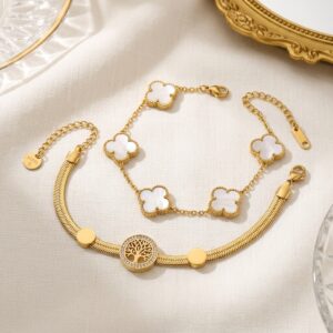 the symbolic set – tree of life & clover bracelets