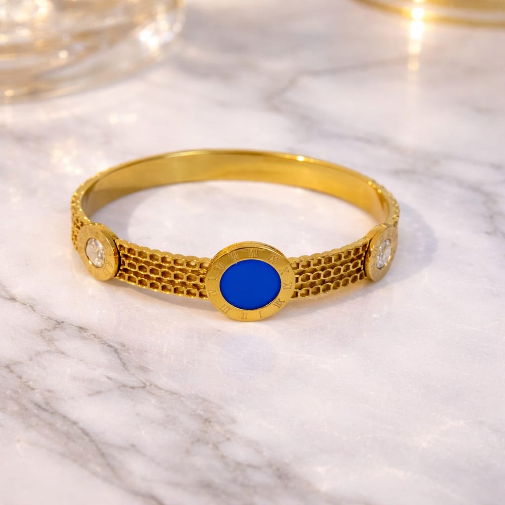 royal blue dial gold cuff bangle royal blue dial gold cuff bangle