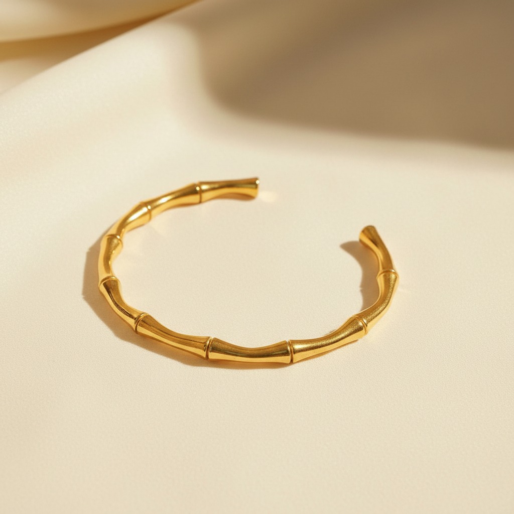 gold plated bamboo style open cuff bangle gold plated bamboo style open cuff bangle