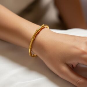 gold plated bamboo style open cuff bangle gold plated bamboo style open cuff bangle