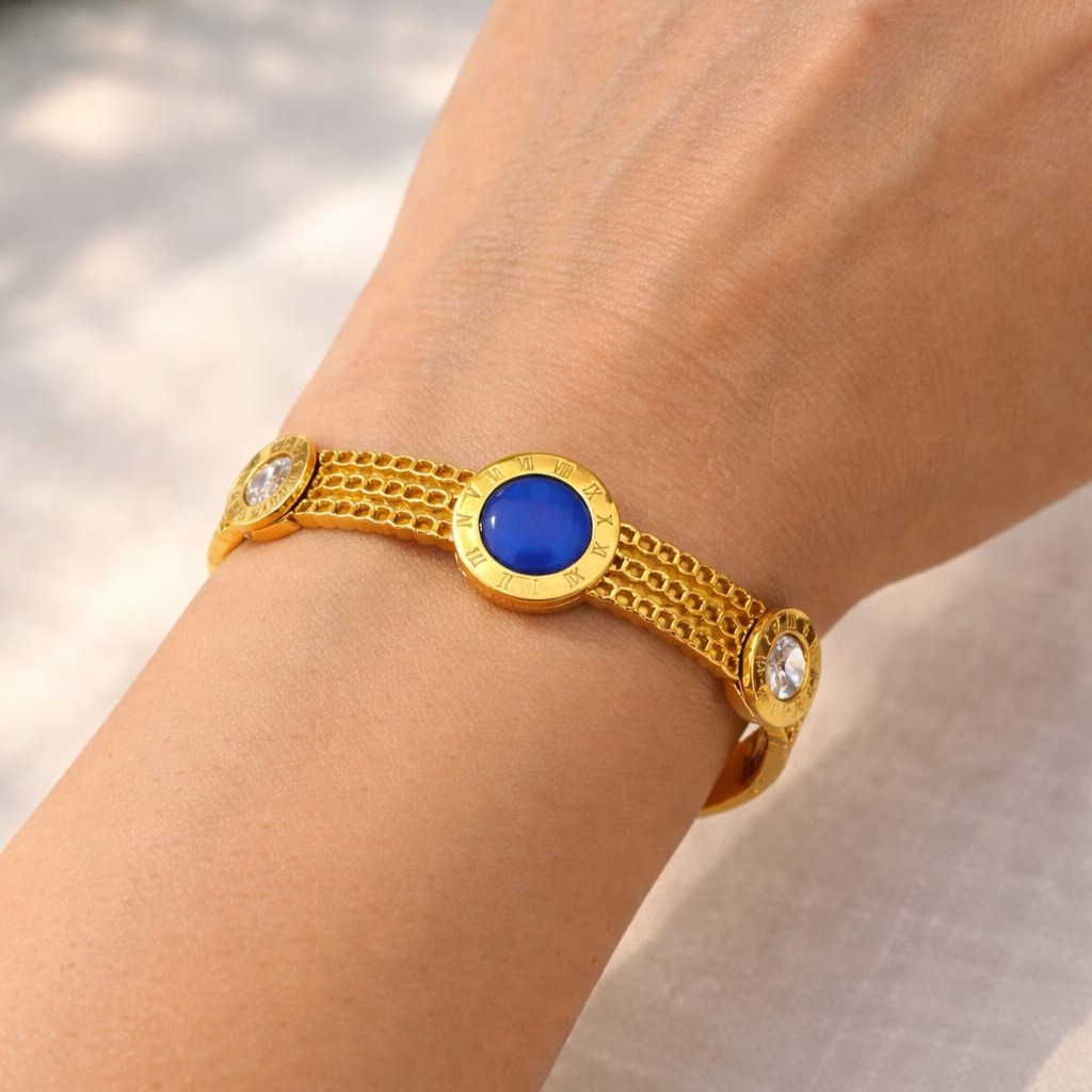 royal blue dial gold cuff bangle royal blue dial gold cuff bangle