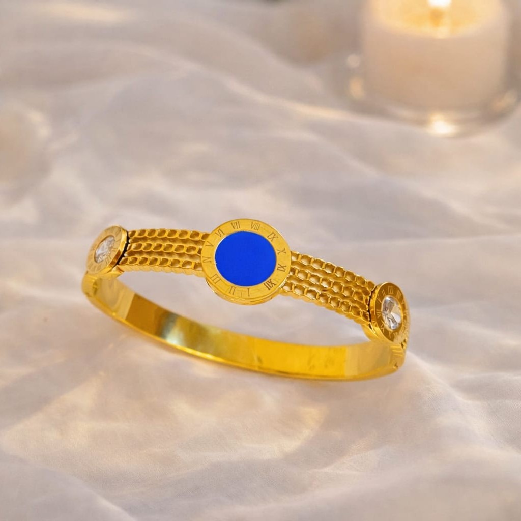 royal blue dial gold cuff bangle royal blue dial gold cuff bangle