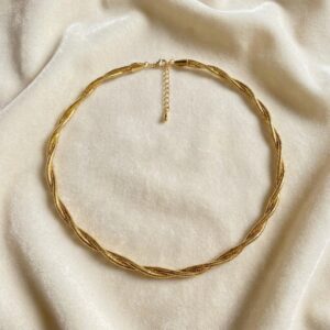 gold multi twist textured chain choker necklace gold multi twist textured chain choker necklace