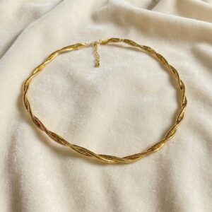 gold multi twist textured chain choker necklace