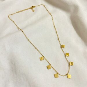 gold clover charm necklace & earrings set