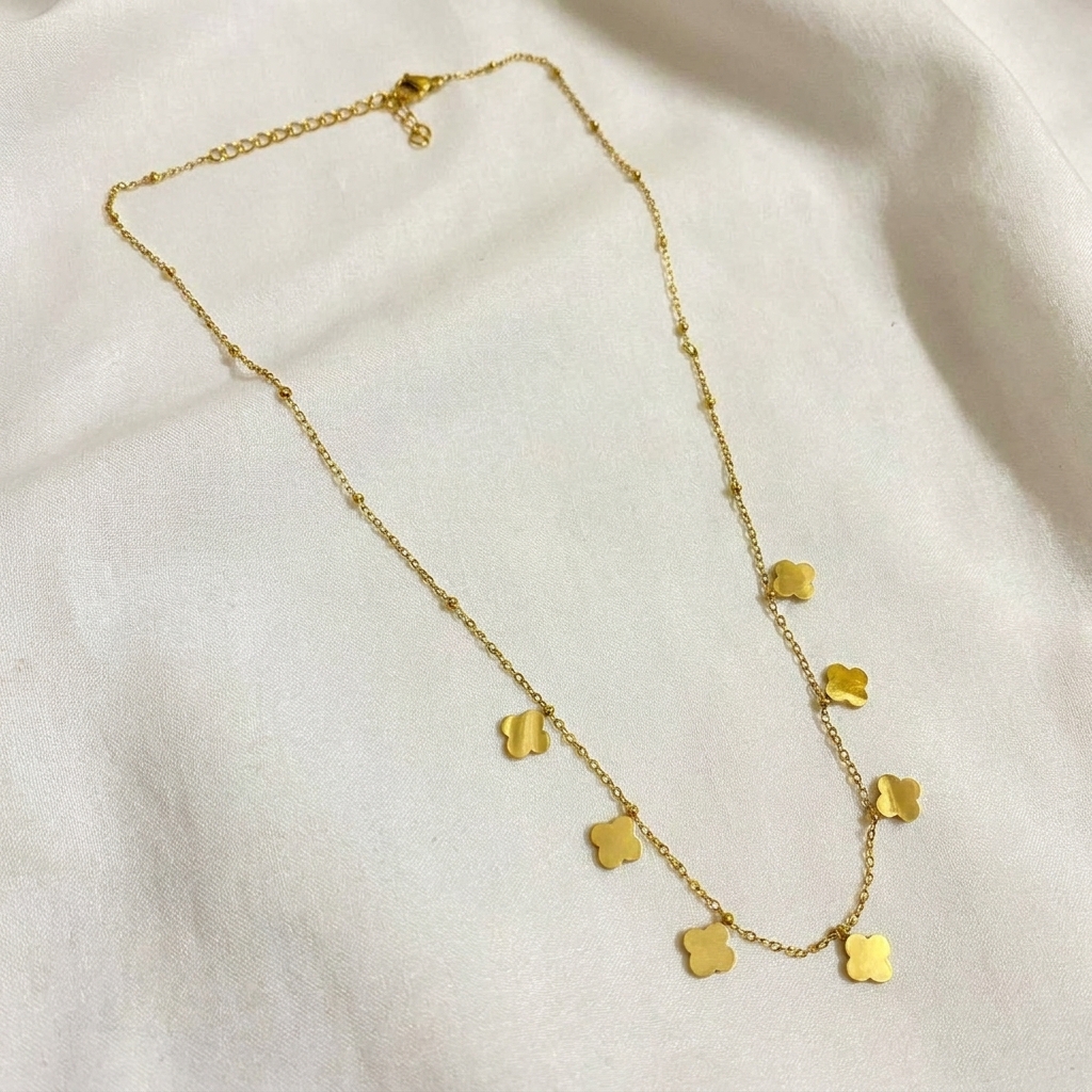 gold clover charm necklace & earrings set gold clover charm necklace & earrings set