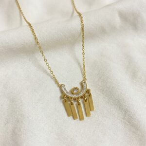 luxury crystal arc tassel necklace