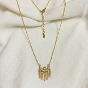 luxury crystal arc tassel necklace