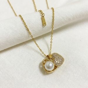 2 in 1 crystal & pearl heart pendant necklace 2 in 1 crystal & pearl heart pendant necklace