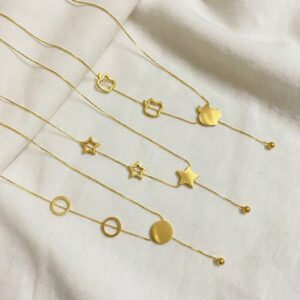 gold aesthetic charm drop necklace