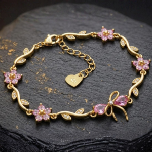 Home floral elegance pink crystal bracelet